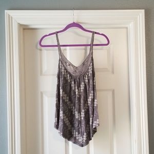 American Eagle Grey Tank with Crocheted Detail
